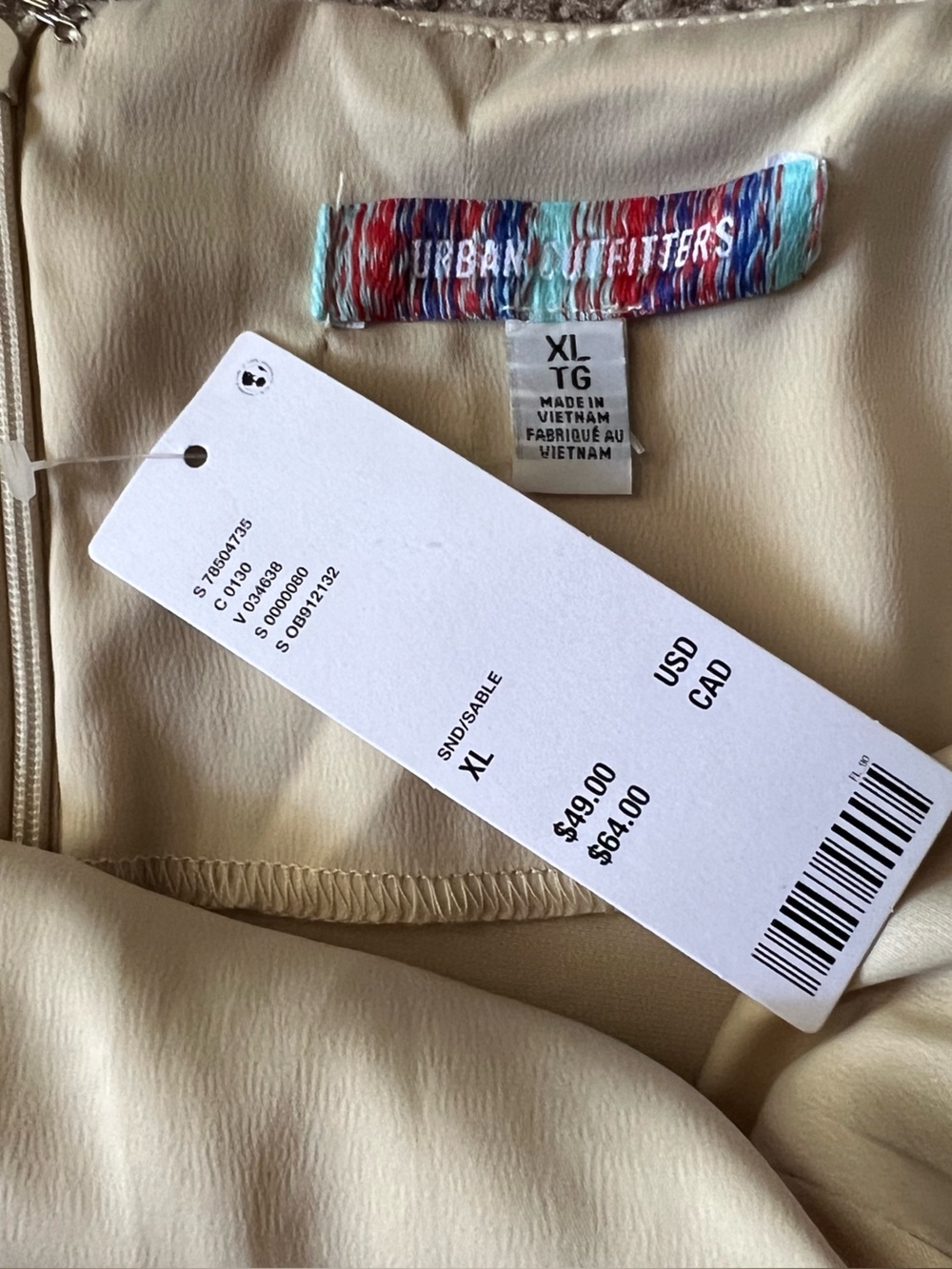 NWT Urban Outfitters UO Mallory Cowl Neck Satin Slip Mini Dress Cream Tan XL - Picture 6 of 11